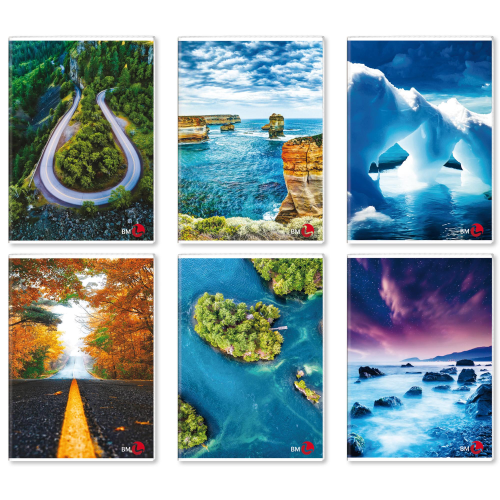 Maxiquaderno Paesaggi fantasia - A4 - 40+2 fogli - 80gr - 5mm c/margine - BM